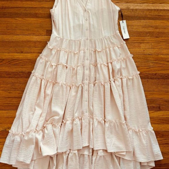 Calvin Klein NWT pink ruffle dress size 12 - Picture 1 of 5